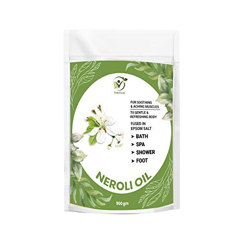 VIRTUAL Epsom Bath Salt Enriched With Neroli Essential Oil for Bathing, Spa, Foot, Muscle Relief, Aches & Pains (900 Gram)