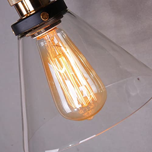 Aplique de pared de cabecera estilo loft vintage industrial con pantalla transparente E27 2