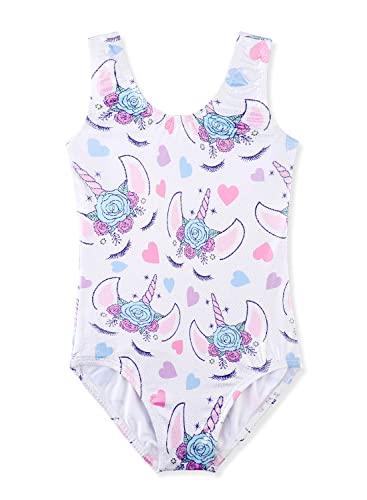 HOZIY Gymnastics Leotards for Girls Toddlers Kids Sleeveless Tumbling Outfits for Dance Print