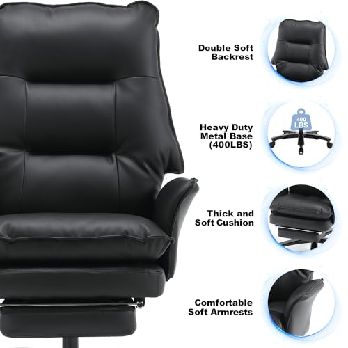 Image of Big and Tall Office Chair with Footrest, 500Lbs Heavy Duty Executive Office Chair with Wide Seat,Ergonomic High Back Computer Chairs for Heavy People,Home Office Desk Chair,Black
