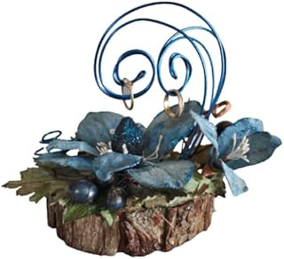 Handmade, Rustic chic flowers ring bearer pillow Slice of wood Ring Pillow alternative Engagement wooden ring slice Fait à la main Porte bagues unique rustique chic en bois avec fleurs bleues, Tranche de bois alternative au coussin d'alliances,