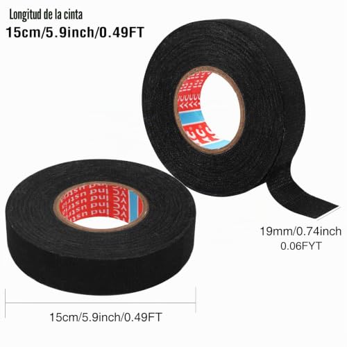Miniatura 2 de Feuerlos 4 Piezas Cinta De Tela Adhesiva, 19mm X 15m Cinta Aislante De Algodón, Cinta Tela Adhesiva Negra Para Arneses De Cables De Automóviles Y Cinta Aislante Eléctrica