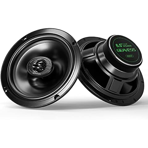 GEAVESS 6.5" Car Audio, 2 Way Full Range Coaxial Speakers System, 4 ohm 100 Watt Peak Power Car Speaker with Voice Coil and Rubber Surround, for Car Stereo Sound (Black, Pair) Cover