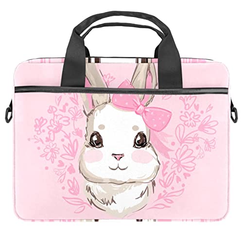 Sac bandoulière ordinateur portable 13.3 pouces rose motif lapin compact 28x36.8 cm