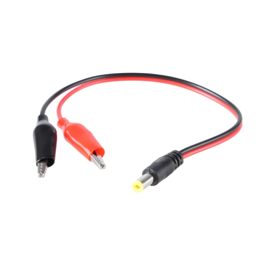 Tsophreniq DC5.5x2.1mm Connectors to 2 Alligators Clip Power Cable for LED Routers Fan Speakers 26cm Supports 1V 36V