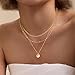 XIXINI Layered Necklaces for Women, Dainty Gold Necklace Stack 14k Gold Plated Layering Cuban Beads Chain Necklaces for Women Trendy Simple Layered Disc Pendant Necklace Set Fashion Gold Jewelry Sets