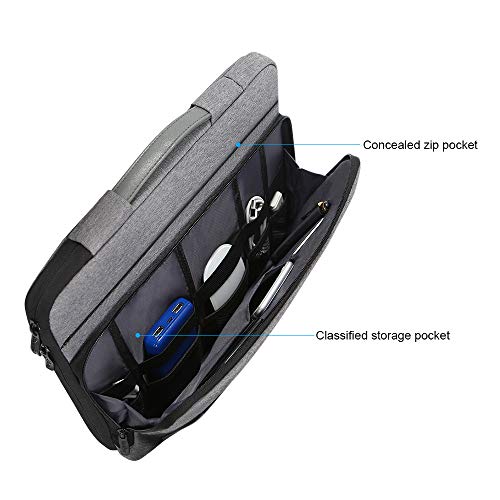 Image of iCozzier 15-15.6 Inch Large Capacity Side Pocket Laptop Sleeve Case Protective Storage Bag for 15 inch MacBook Air /MacBook Pro /Notebook-Grey