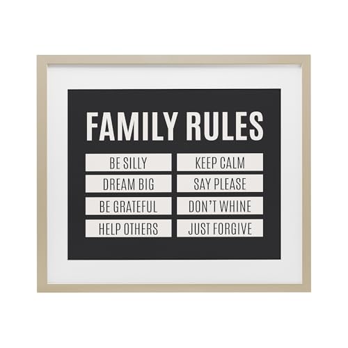 Affiche encadrée Family Rules Stupell Industries cadre noir sous verre de 53x43 cm