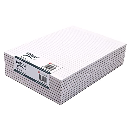 Pukka Pad, A4 Feint Ruled Unipad Memo Pad – Pack of 10 – 160 Pages, 80 Sheets of Unpunched 60GSM Paper Per Pad – Glue Top-Bound, Thick Card Back Cover for Home, School Students, & Office Professionals