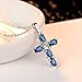 CiNily Created Sapphire and Crystal Cross Pendant Necklace Silver Plated Cross Crucifix Pendant Necklace Jewelry for Women