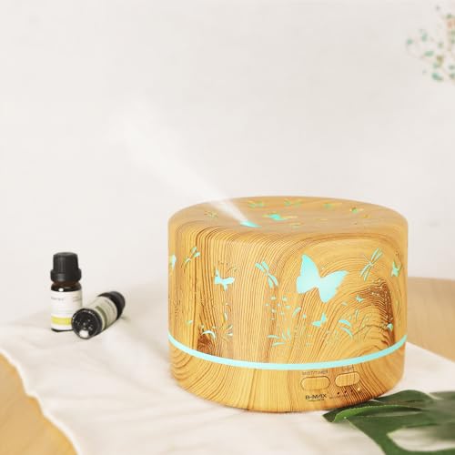 Difusor De Aromas, Umidificador De Ar Ultra-Sônico 700Ml, Difusor De Óleo Essencial, Abajur Led, Lâm