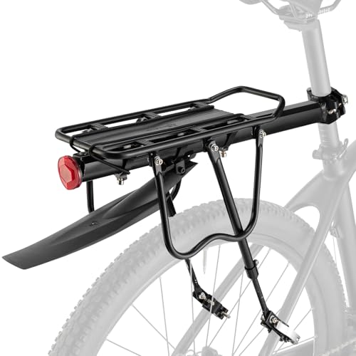 ROCKBROS Portaequipajes Bicicleta Trasero, Portabultos Bicicleta MTB Liberación Rápido con/sin Guardabarros con Reflector para 24” 29”