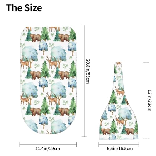 Image of Cute Animal Tree Bears Deer Newborn Swaddle Blanket with Beanie Hat Set Soft Baby Receiving Blankets Swaddle Swaddle Blankets for Baby Boys and Girls