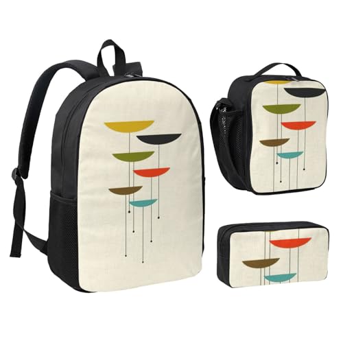 Sac à dos noir taille unique imprimé moderne avec trousse scolaire