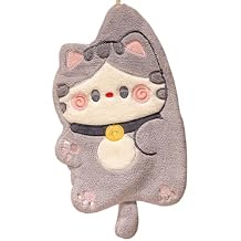Katutude Plush Hand Towels for Kitchen Bathroom Cute Hanging Hand Towels with Loop Funny Cat Super Absorbent Fingertip Towel Quick-Drying Soft Microfiber Hanging Hand Towels