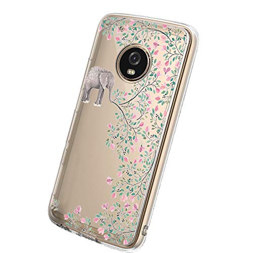 Motorola Moto G5 Plus Transparent Silicone Cover TPU Four corner protection Flower pattern
