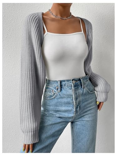 Image of Verdusa Women's Y2k Cropped Cardigan Sweaters Lightweight Knit Open Front Bolero Shrugs Spring Fall Outfits