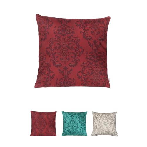 beties Epoche Kissenbezug ca. 40x40 cm Kissenbezug mit 3D Ornament auf Baumwolle Halbpanama-Bindung aus deutschem Unternehmen in hochwertiger Qualität (Karmin-rot)