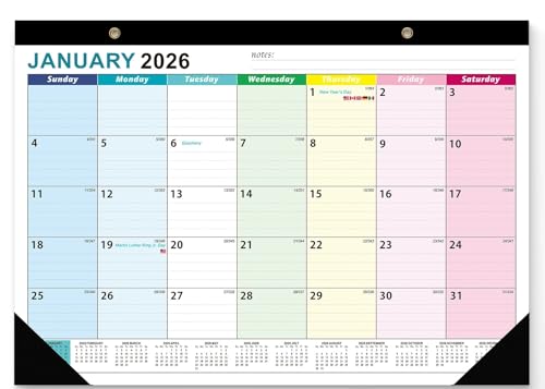 Wawasia Wall Calendar 2026-2027 Monthly Desk & Wall Calendar with Corner Protectors 18 Months Thick Paper To-do List and Notes (from Jan 2026 to Jun 2027)