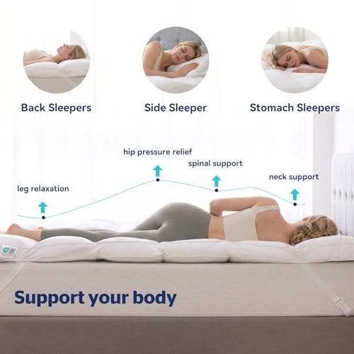 LeWinBedding Mattress Topper Queen, 3 Inch Thick Feather Mattress Topper, Supportive & Breathable Pillow Top(60”x80”) by LeWinBedding - Used condition - Image 3