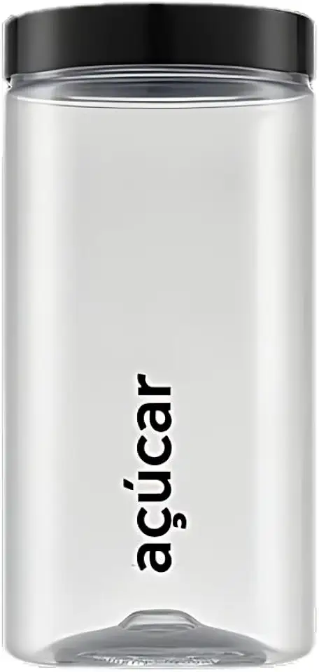 Pote Biscoito Bolacha Café Açúcar com Tampa de Rosca Preta 2 Litros (Açúcar)