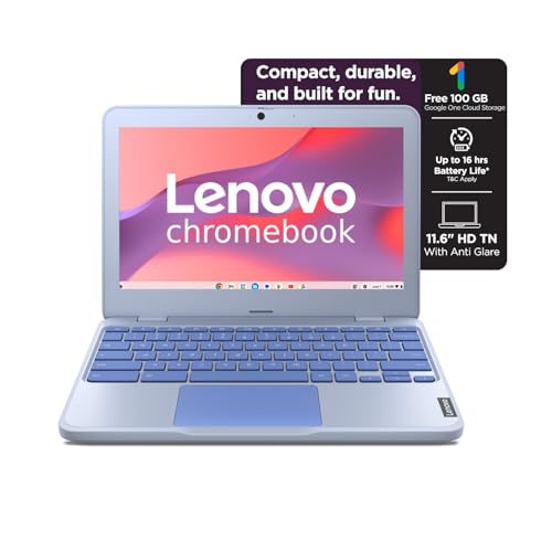 Lenovo {SmartChoice Chromebook, Intel Celeron N4500, 4GB RAM, 64GB eMMC, HD, 11.6"/29.46cm, Chrome OS, Blue, 1.21Kg, 2Wx2 Stereo Speakers, HD Camera, 82UY0014HA, Laptop