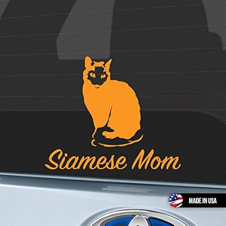 Amazon Siamese Mom ステッカー デカール 車用 シャム猫 ママ 猫 にゃんこ Ver 2 Meezer Cat Feline Kitten Orange 車 バイク 車 バイク