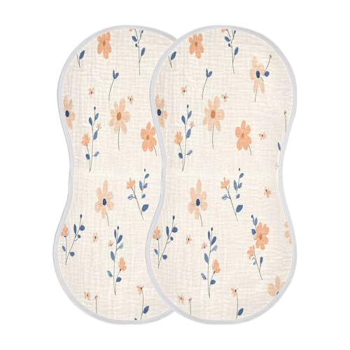 Small Flowers Burp Cloths Cotton Baby Washcloths,Large 22x11in Burping Cloth Absorbent and Soft for Newborn Baby Boys and Girls,2 Pack2