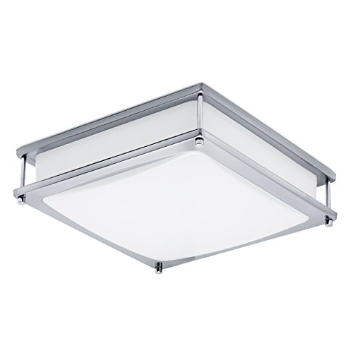 Get Special Price Green Beam LED Light Fixture, Flush Mount Light Fixture, Brushed Nickel Light Fixture, Kitchen Light Fixtures, Square Bathroom Ceiling Light Fixture, 15W, 3000K Warm Light, 1050 Lumens, 12 Inch