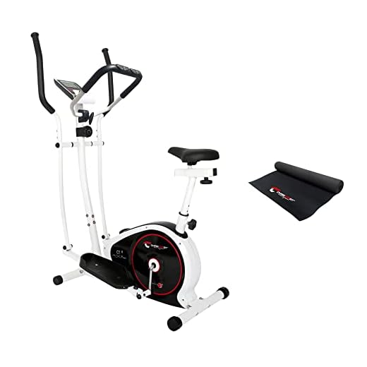 Christopeit Sport 2 in 1 Cross- & Heimtrainer CT 4 inkl. Bodenschutzmatte – 8-stufiger Widerstand – Handpuls-Messung - 7kg Magnet-Bremssystem