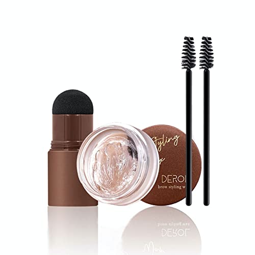 Bonamour Eyebrow Stamp Stencil Kit, One Step Eyebrow Stamp Shaping Kit with Brow Styling Wax, Reusable Eyebrow Stencils, and 2 Eyebrow Pen Brushes, Waterproof & Long Lasting (Dark Cocoa Brown)