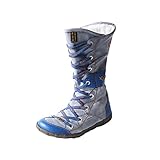 TMA EYES Women’s Snow Fashion Boots Plush soft Calf Boots for Ladies with Faux Fur lining side Zipper Blue,7.5