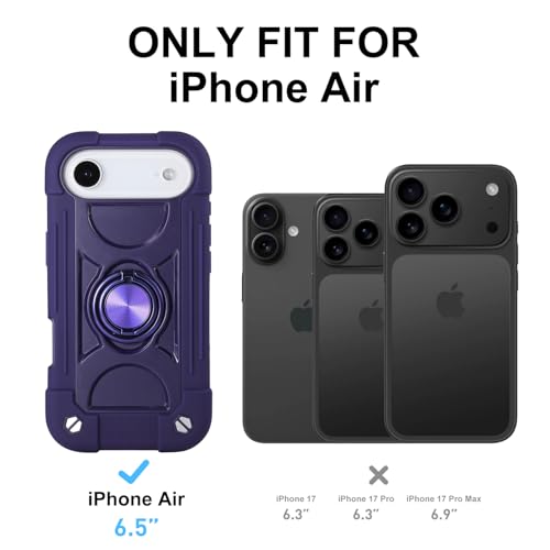 Image of MARKILL Compatible with iPhone with Built-in 360Rotating Ring Stand, Military Grade Drop Protection Full Body Rugged Heavy Duty Case Durable Cover (Deep Purple, iPhone Air)