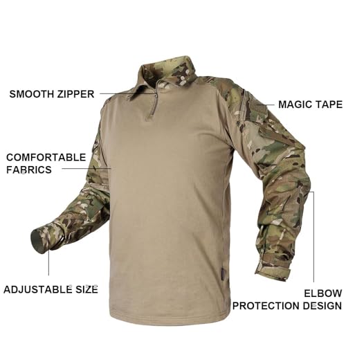SINAIRSOFT Men\'s Tactical Uniform with Knee Pads,G3 Combat Army BDU Pants Shirt,Airsoft Paintball Hunting Outdoor Suit