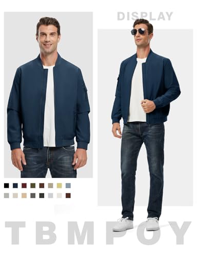 Image of TBMPOY Men's Windproof Bomber Jackets Lightweight Track Jackets Windbreaker Outdoor Golf Fashion Coat