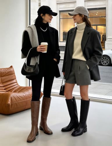 Image of QIY Knee High Boots for Women Low Heel Flat Tall Boots