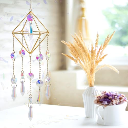 Crystal Suncatcher, Window Suncatcher Prism Hanging Sun Catcher Outdoor Indoor Decor Gift for Mom Christmas Stocking Sutffers Home Decor