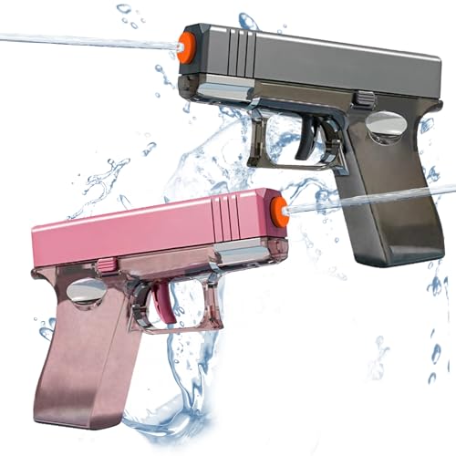 2 Pack Water Guns Water Blaster Squirt Guns Water Soaker Gun for Summer Long Range Shooting Games Outdoor Toys Water Blaster Pistol for Boys Girl Kids Adults Pink and Gray