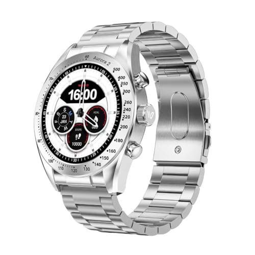 Weofly Aurora 2 Smart Watch for Men Answer/Make Call, 1.32" AMOLED HD Screen Mens Luxury Watch, 350mAh Smartwatch Heart Rate Blood Oxygen Sleep Monitor Pedometer, 3 Straps Connection Adapter (Silver)