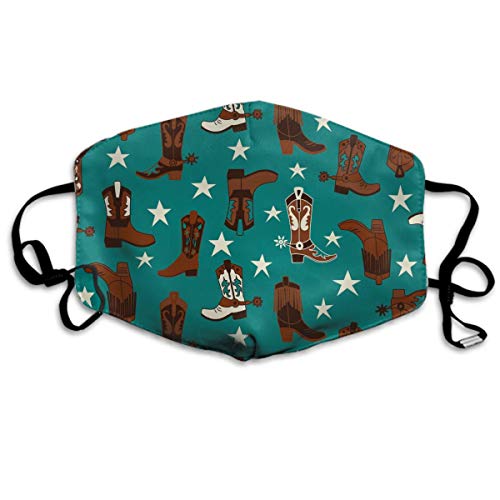 Preisvergleich Produktbild Mouth Cover,Wunderschöne Bunte Baumwoll-Blaugrüne Cowboystiefel Atmungsaktive Mundabdeckungen Zum Schutz Vor Staubrauch,18x11cm