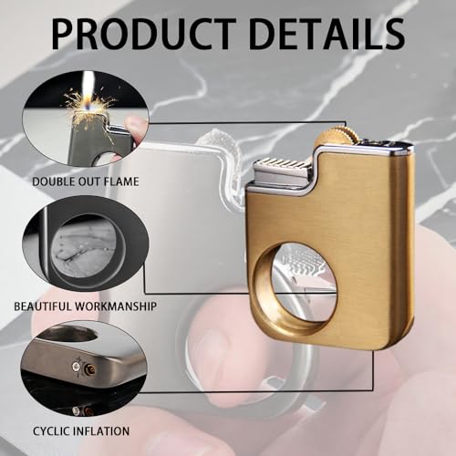 Encendedor de rueda con anillo creativo, llama suave recargable miniatura 7