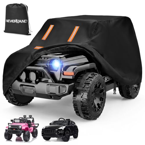 Image of Kids Ride On Car Cover, 420D Large Power Wheels Cover Waterproof | Fit for Power Wheels Jeep & Toddler Electric Vehicles,All Weather Protection, with 3 Reflective Strips &Windproof Buckles