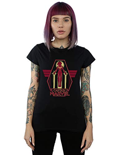 Marvel Women's Captain Marvel Flying Warrior T-Shirt Black Small