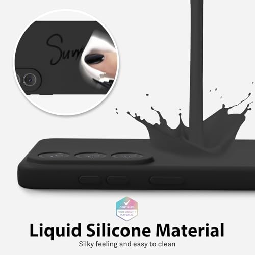 Image of DIZORO Microfiber Candy Case for Samsung A57 5G Smooth Touch Cushion Liquid Soft Silicone Gel Rubber Phone Cases Non-Slip Full Body Protective Shockproof Back Cover -Black