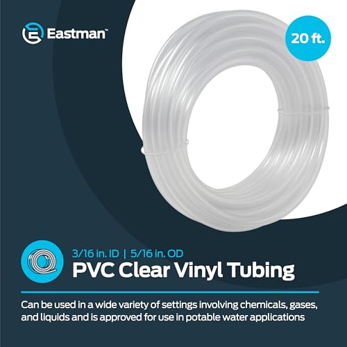 Image of Eastman 3 /16 Inch ID (5 /16 Inch OD) PVC Clear Vinyl Tubing, 20 Foot Length, 98562 (Pack of 10)
