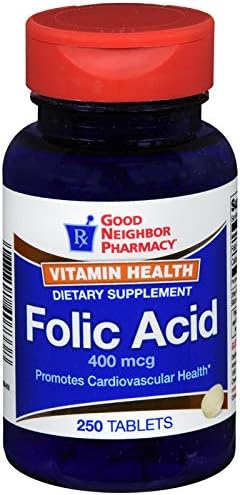 GNP FOLIC Acid 400 MCG TAB 250. Cantidad por paquete 1 pieza(s)