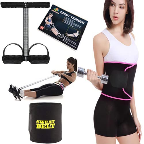 CONSONANTIAM 6 in 1 Ab Tummy Trimmer with Sweat Belt Combo Fitness Equipment for Men & Women Home Gym-Abs Exerciser-Sweat Belt Free Size for Use (B092DK8MG4) Amazon Price History, Amazon Price Tracker
