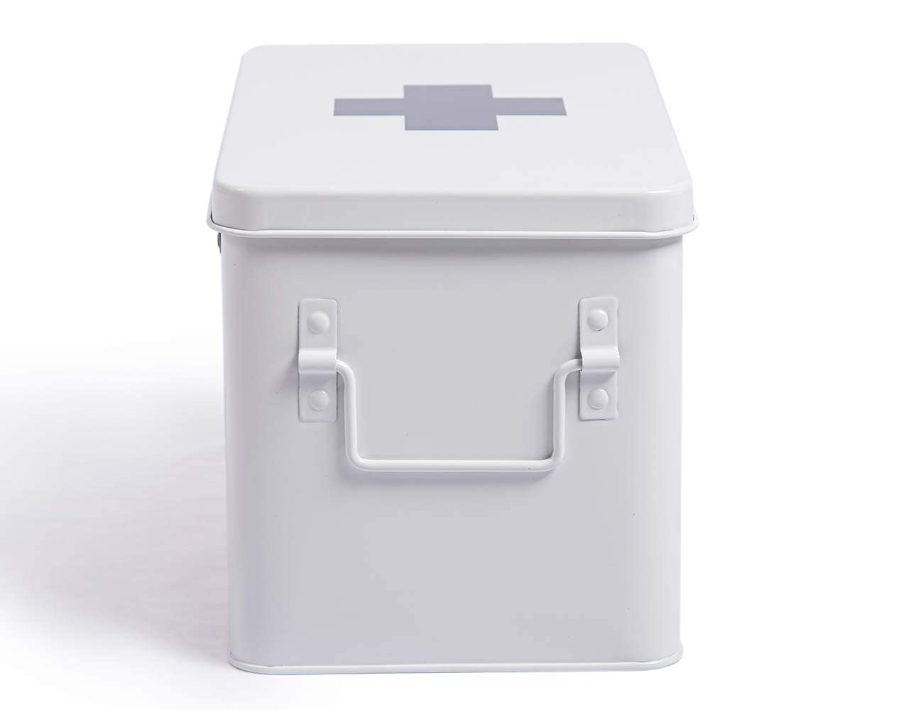 Theo&Cleo Boîte à pharmacie, en métal, trousse de secours, armoire à pharmacie, style rétro, dimensions : XXL, 32 x 19 x 20 cm, blanche