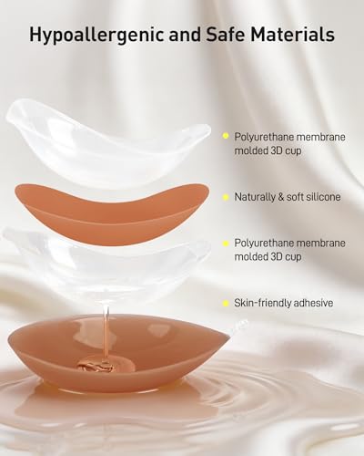 Image of Niidor Sticky Bra Adhesive Strapless Ultra Invisible Push up Silicone Bra Multiple Colors Sizes Reusable for Backless Dress