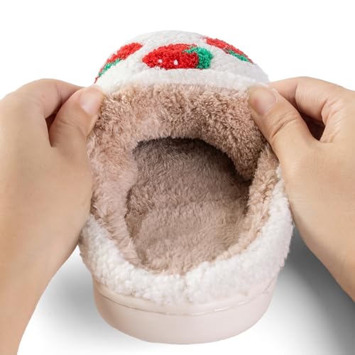 Cute Strawberry Pattern Women's Bedroom Slippers - Warm, Soft, Fuzzy, Non-Slip3